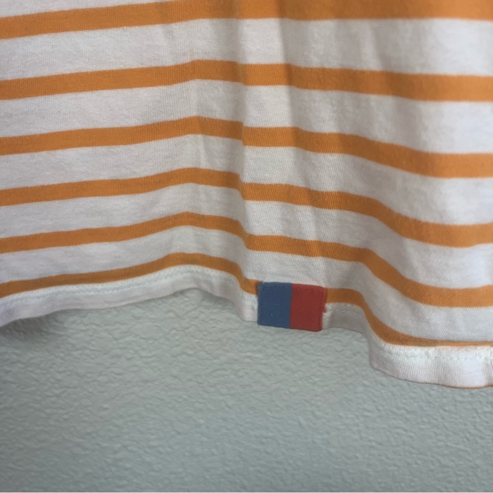 Kule Modern Long-Sleeve Tee Striped Orange and White Women's Small - Picture 4 of 8